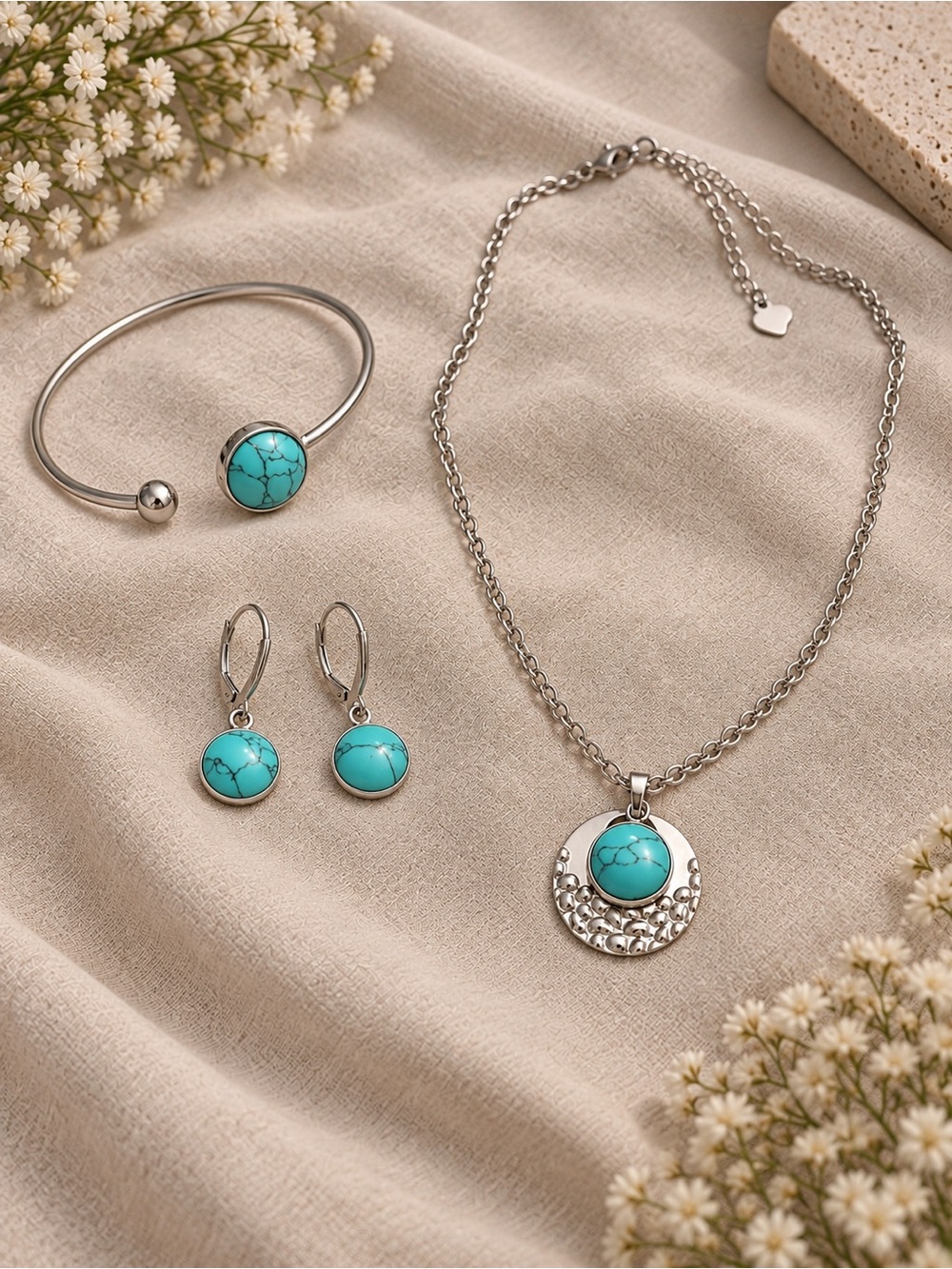 Turquoise jewelry set (synthetic)